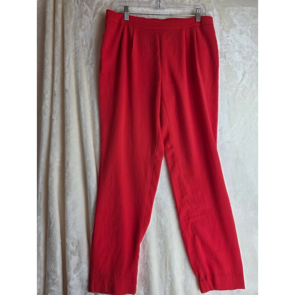 Nordstrom Halogen Red Trousers Pants‎ Pleated Waist Elastic Back.